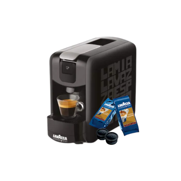 Black Lavazza Espresso Point EP Mini with Crema e Aroma coffee