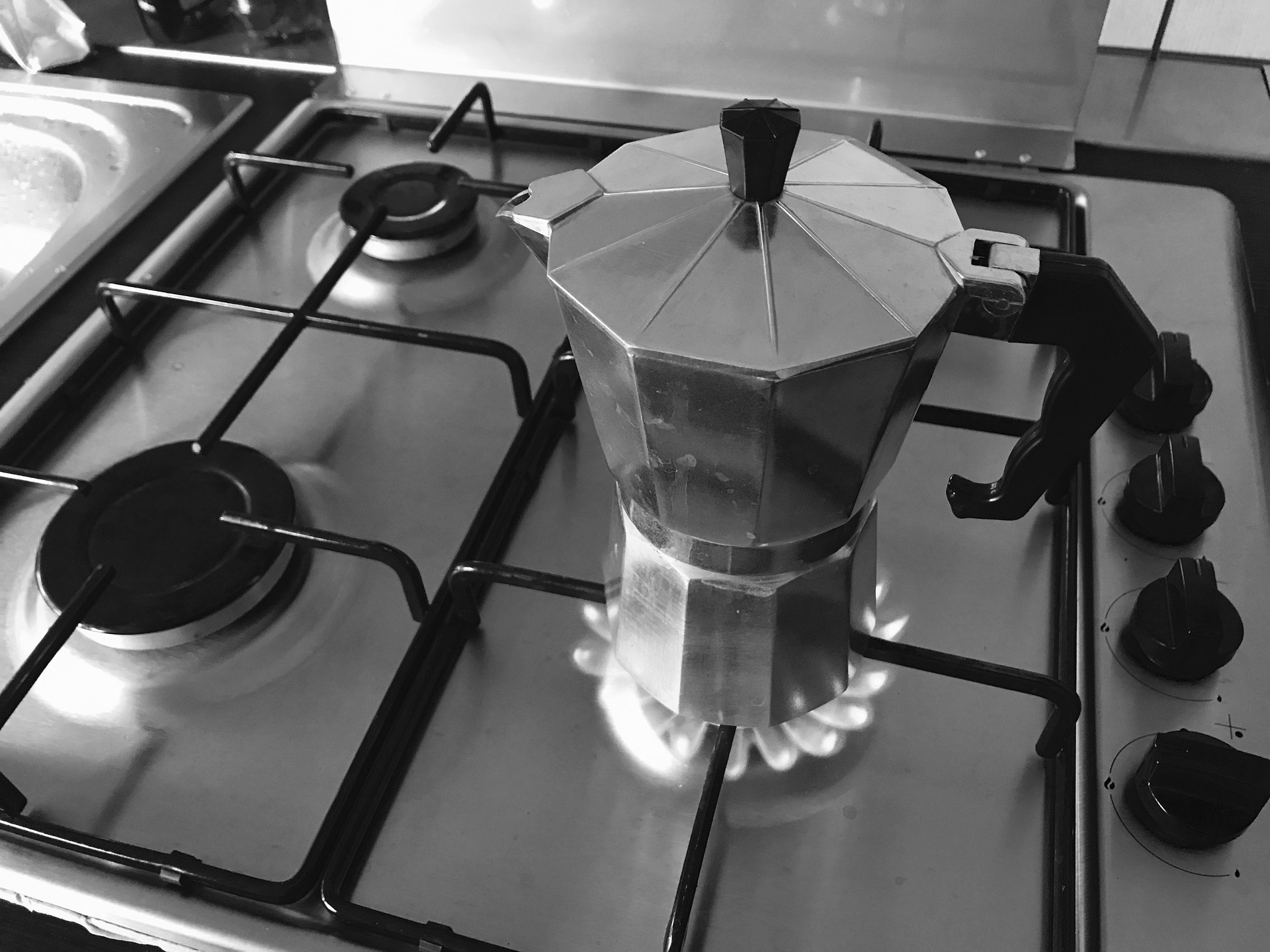 Moka pot on a stovetop