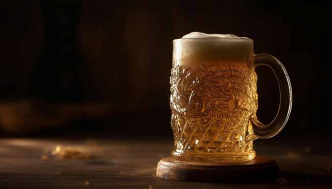 Birra con schiuma servita nel bicchiere