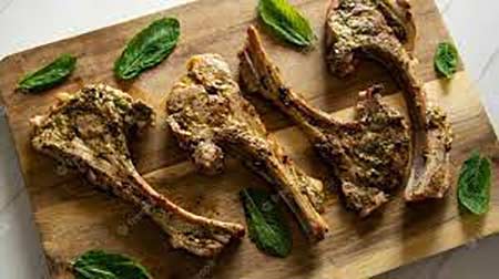 Lamb chops cooked with beer