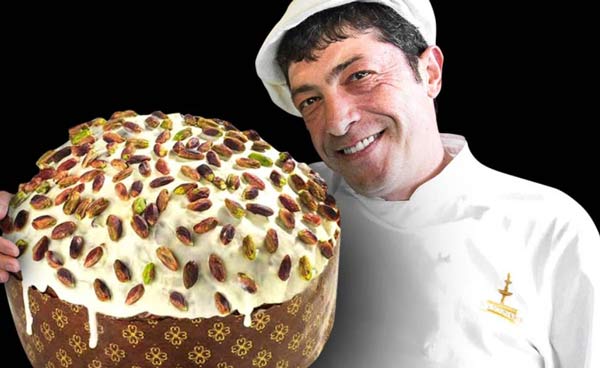 nicola fiasconaro ed un grande panettone al pistacchio