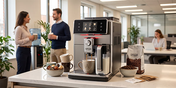 Automatic coffee machine in an office break area